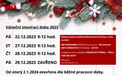 Vánoční otevírací doba 2023